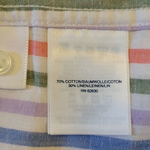 Lands' End Striped Cotton Linen Blend Long Sleeve Half Button Down Tunic Size XL - Picture 7 of 7